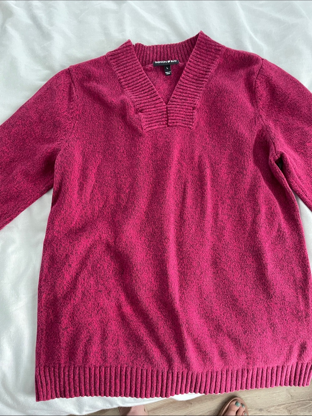Fashion Bug Magenta V-Neck Sweater